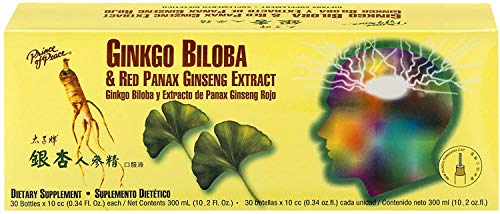 Prince Of Peace Ginkgo Biloba & Red Panax Ginseng Extract, 30 Bottles, 0.34 fl. oz. Each – Ginkgo Biloba Supplement – Chinese Red Panax Ginseng Extract – Supports Overall Well-being