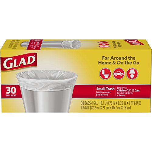 Glad Trash Bags, Small Garbage Bags - 4 Gallon White Trash Bag - 30 Count - The Great Shoppe
