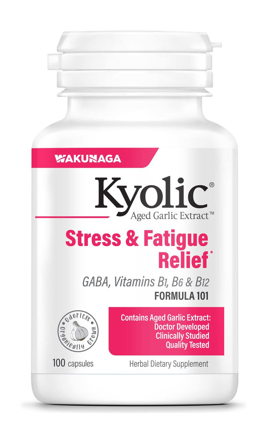 Kyolic Aged Garlic Extract Formula 101, Stress and Fatigue Relief, 100 Capsules (Packaging May Vary)