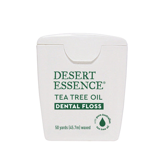 Desert Essence, Tea Tree Dental Floss 50 yd - Gluten Free - Cruelty Free - Naturally Waxed with Bees Wax - No Shred Floss - Tea Tree Oil - Removes Plaque and Build Up, Pack of 6 - The Great Shoppe