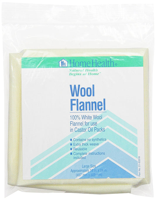 Home Health Wool Flannel - Large Size, 18" x 24" - 100% White Wool, Extra Thick Weave, Unbleached, No Synthetics, For Castor Oil Packs, Reusable - Cruelty-Free, Eco-Friendly