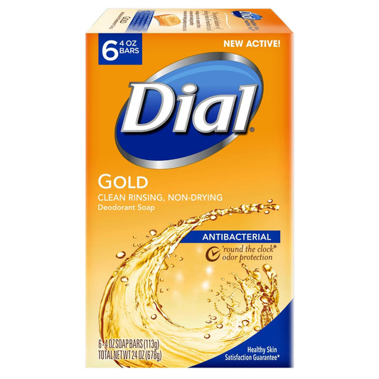 Dial Gold Antibacterial Soap - Six 4 oz Bars per Pack. (1 pack) - The Great Shoppe