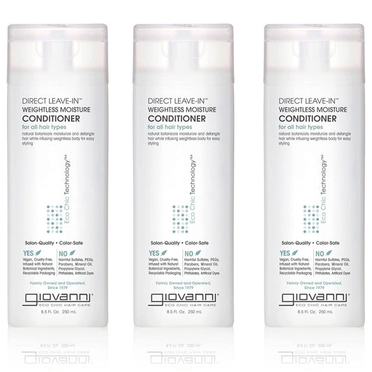 GIOVANNI Direct Leave-In Weightless Moisture Conditioner Great for Curls & Wavy Hair Wash - Go Salon Quality No Parabens Infused with Natural Botanical Ingredients 8.5 oz - The Great Shoppe