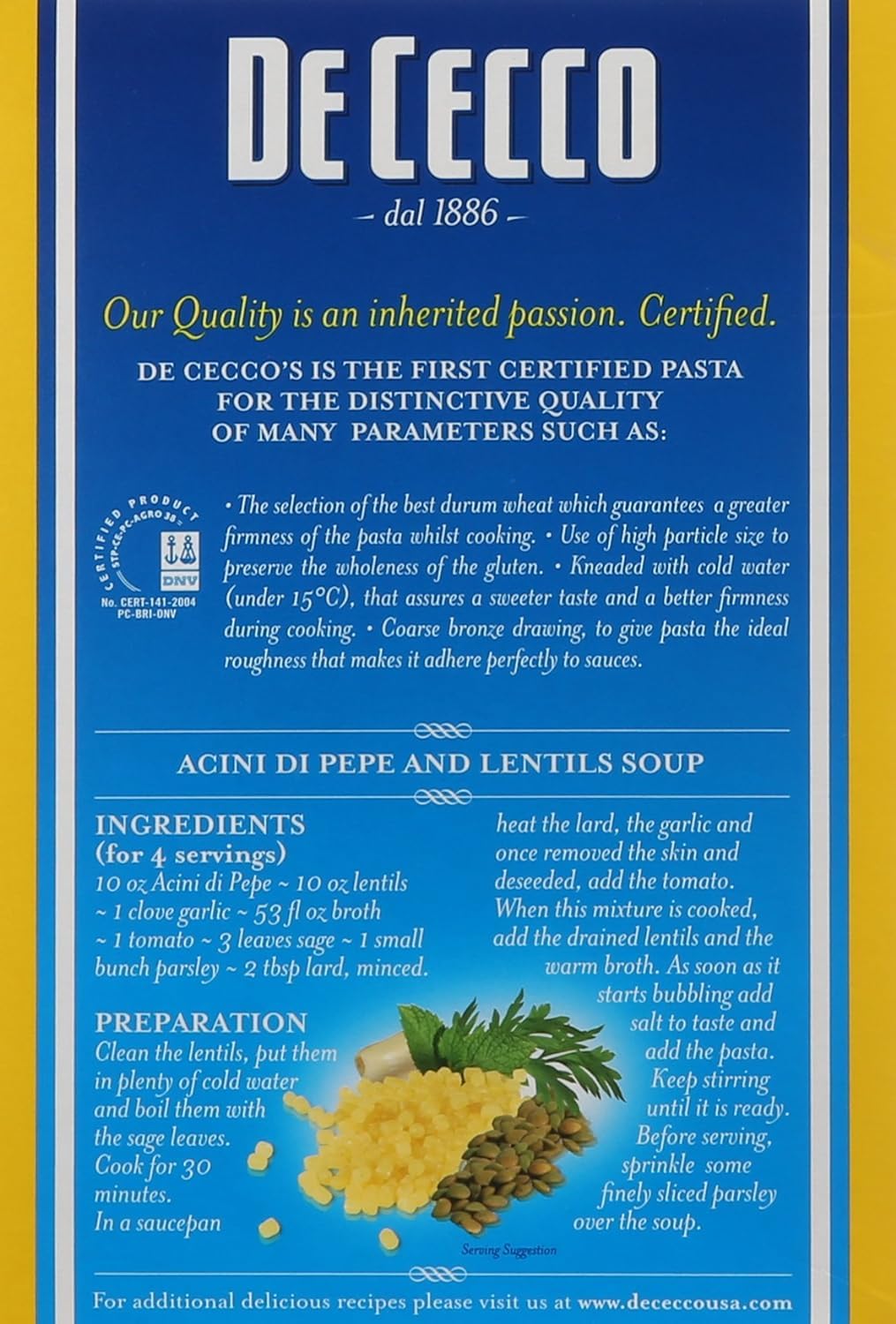 Acini Di Pepe Semolina pasta No.78 1 Pound - The Great Shoppe