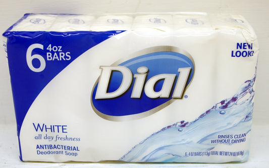 Dial White Antibacterial Soap, 4-Ounces Bars, 6 Count - The Great Shoppe